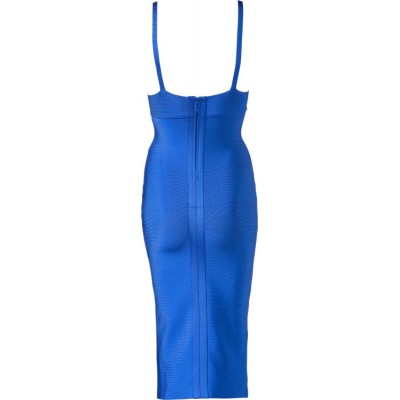 'Jhene'  kobalt blauwe bandage jurk  met diepe v-hals
